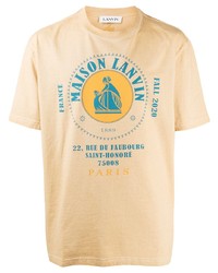 beige bedrucktes T-Shirt mit einem Rundhalsausschnitt von Lanvin