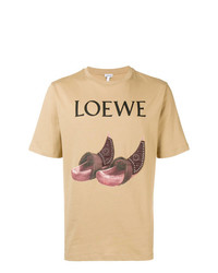 beige bedrucktes T-Shirt mit einem Rundhalsausschnitt von Loewe