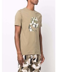 beige bedrucktes T-Shirt mit einem Rundhalsausschnitt von Karl Lagerfeld