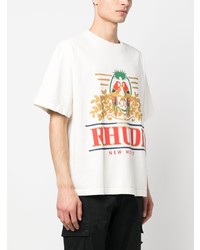 beige bedrucktes T-Shirt mit einem Rundhalsausschnitt von Rhude