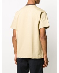 beige bedrucktes T-Shirt mit einem Rundhalsausschnitt von Sunnei