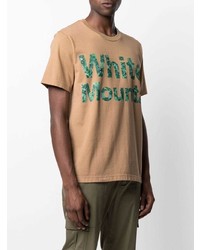 beige bedrucktes T-Shirt mit einem Rundhalsausschnitt von White Mountaineering