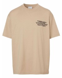 beige bedrucktes T-Shirt mit einem Rundhalsausschnitt von Burberry