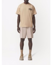 beige bedrucktes T-Shirt mit einem Rundhalsausschnitt von Burberry