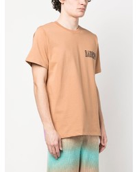 beige bedrucktes T-Shirt mit einem Rundhalsausschnitt von BARROW