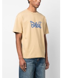 beige bedrucktes T-Shirt mit einem Rundhalsausschnitt von Evisu