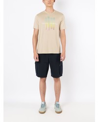 beige bedrucktes T-Shirt mit einem Rundhalsausschnitt von Armani Exchange