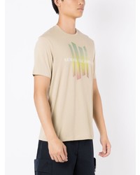 beige bedrucktes T-Shirt mit einem Rundhalsausschnitt von Armani Exchange