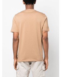 beige bedrucktes T-Shirt mit einem Rundhalsausschnitt von BOSS