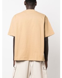 beige bedrucktes T-Shirt mit einem Rundhalsausschnitt von Pleasures