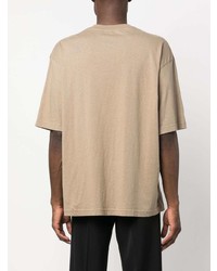 beige bedrucktes T-Shirt mit einem Rundhalsausschnitt von Acne Studios