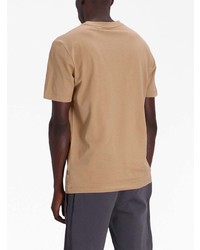 beige bedrucktes T-Shirt mit einem Rundhalsausschnitt von BOSS