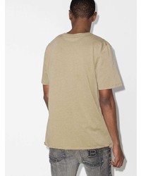 beige bedrucktes T-Shirt mit einem Rundhalsausschnitt von Saint Laurent