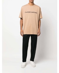 beige bedrucktes T-Shirt mit einem Rundhalsausschnitt von costume national contemporary