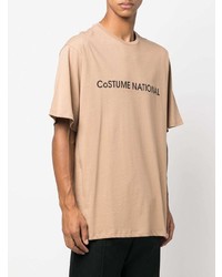 beige bedrucktes T-Shirt mit einem Rundhalsausschnitt von costume national contemporary