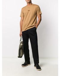 beige bedrucktes T-Shirt mit einem Rundhalsausschnitt von White Mountaineering