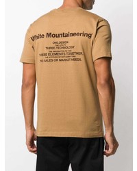 beige bedrucktes T-Shirt mit einem Rundhalsausschnitt von White Mountaineering