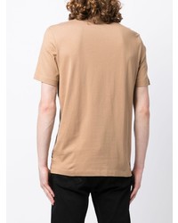 beige bedrucktes T-Shirt mit einem Rundhalsausschnitt von BOSS