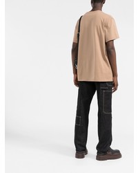 beige bedrucktes T-Shirt mit einem Rundhalsausschnitt von Alexander McQueen