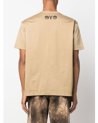 beige bedrucktes T-Shirt mit einem Rundhalsausschnitt von Junya Watanabe