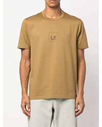 beige bedrucktes T-Shirt mit einem Rundhalsausschnitt von C.P. Company