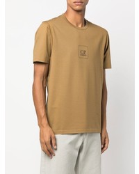 beige bedrucktes T-Shirt mit einem Rundhalsausschnitt von C.P. Company