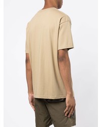 beige bedrucktes T-Shirt mit einem Rundhalsausschnitt von Liberaiders