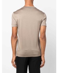 beige bedrucktes T-Shirt mit einem Rundhalsausschnitt von Emporio Armani