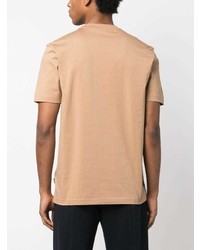 beige bedrucktes T-Shirt mit einem Rundhalsausschnitt von BOSS