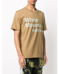 beige bedrucktes T-Shirt mit einem Rundhalsausschnitt von White Mountaineering