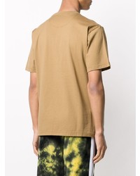 beige bedrucktes T-Shirt mit einem Rundhalsausschnitt von White Mountaineering