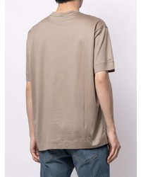 beige bedrucktes T-Shirt mit einem Rundhalsausschnitt von Emporio Armani