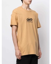 beige bedrucktes T-Shirt mit einem Rundhalsausschnitt von Blood Brother