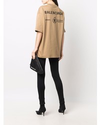 beige bedrucktes T-Shirt mit einem Rundhalsausschnitt von Balenciaga