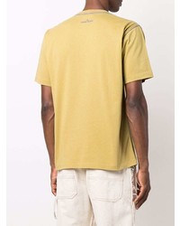 beige bedrucktes T-Shirt mit einem Rundhalsausschnitt von Stone Island