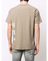 beige bedrucktes T-Shirt mit einem Rundhalsausschnitt von purple brand