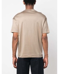 beige bedrucktes T-Shirt mit einem Rundhalsausschnitt von Emporio Armani