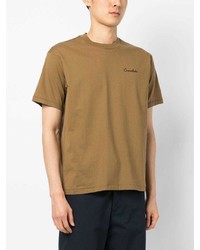 beige bedrucktes T-Shirt mit einem Rundhalsausschnitt von Chocoolate