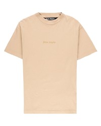 beige bedrucktes T-Shirt mit einem Rundhalsausschnitt von Palm Angels