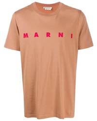 beige bedrucktes T-Shirt mit einem Rundhalsausschnitt von Marni