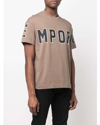 beige bedrucktes T-Shirt mit einem Rundhalsausschnitt von Emporio Armani