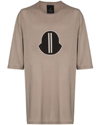 beige bedrucktes T-Shirt mit einem Rundhalsausschnitt von Moncler + Rick Owens