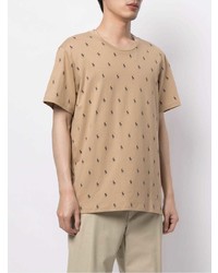 beige bedrucktes T-Shirt mit einem Rundhalsausschnitt von Polo Ralph Lauren