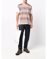 beige bedrucktes T-Shirt mit einem Rundhalsausschnitt von Junya Watanabe MAN