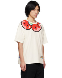 beige bedrucktes T-Shirt mit einem Rundhalsausschnitt von Kenzo