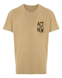 beige bedrucktes T-Shirt mit einem Rundhalsausschnitt von OSKLEN