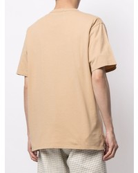 beige bedrucktes T-Shirt mit einem Rundhalsausschnitt von MAISON KITSUNÉ