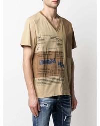 beige bedrucktes T-Shirt mit einem Rundhalsausschnitt von DSQUARED2