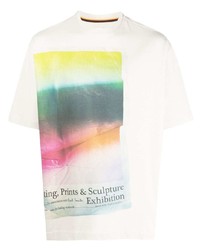 beige bedrucktes T-Shirt mit einem Rundhalsausschnitt von Paul Smith