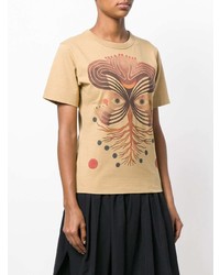 beige bedrucktes T-Shirt mit einem Rundhalsausschnitt von Chloé